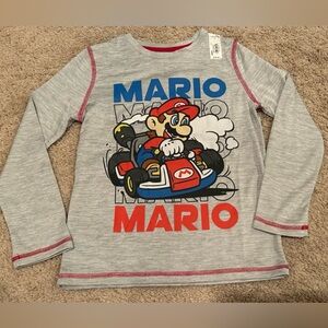 Super Mario Gray Long-Sleeve Kids Tee
